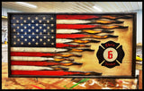 American Firefighters Flag - Custom Wood Flag - American Flag Signs