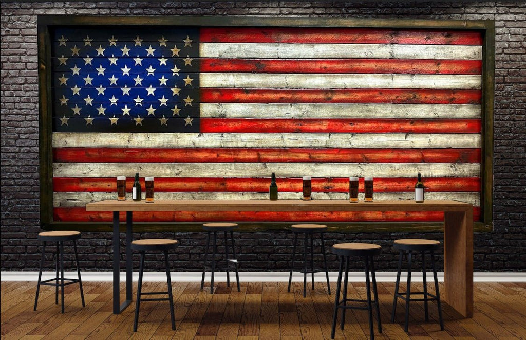12ft Wooden American Flag: Dramatic Decor Transformation in Vegas