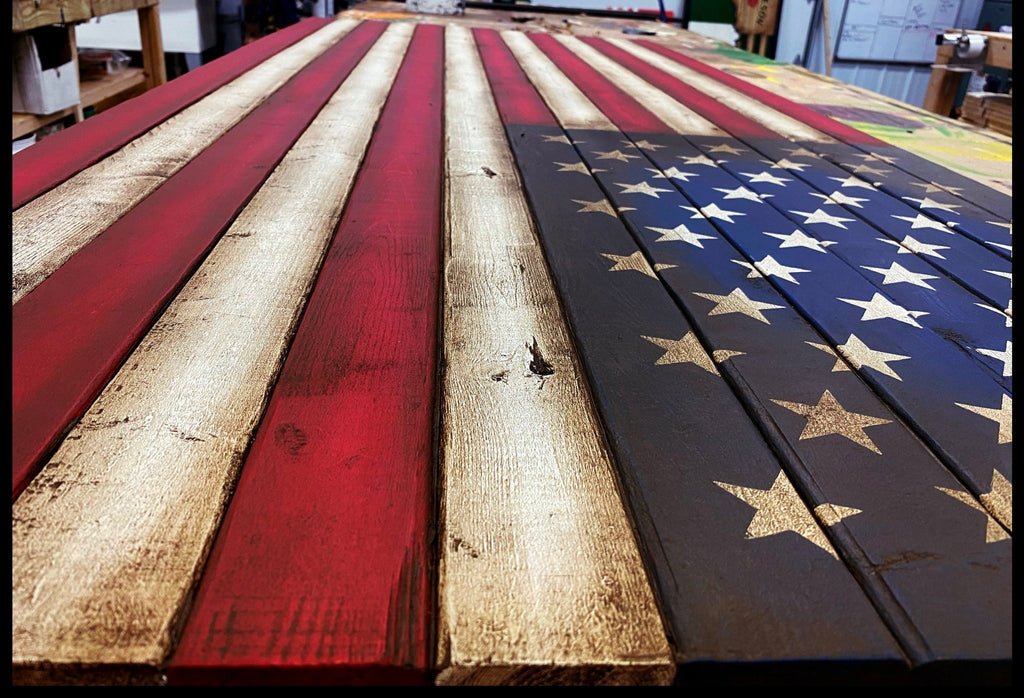 Custom Design Rustic Wooden Flags: Showcasing American Heritage and Style