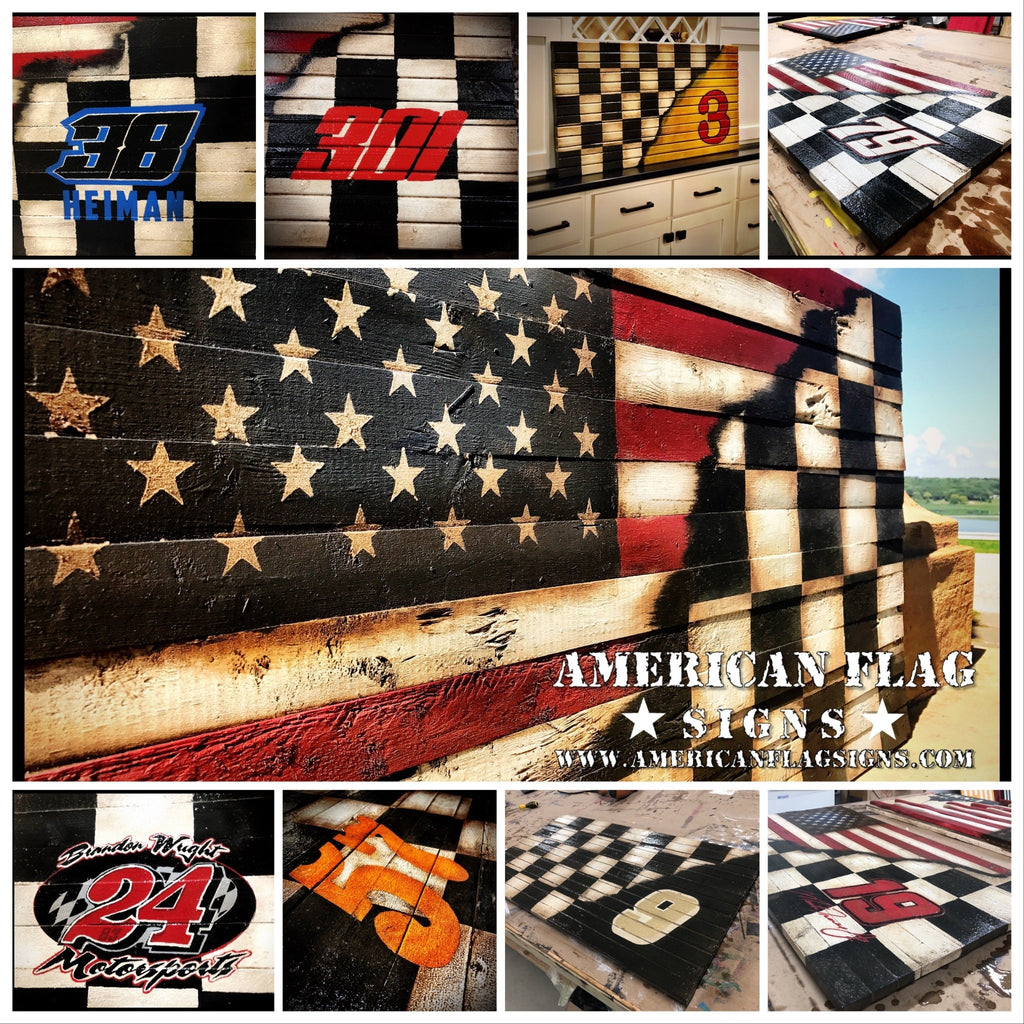 Customize Your Wooden American Racing Flag