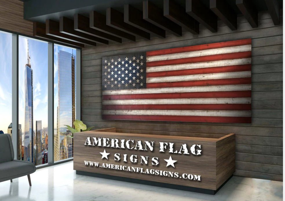 Rustic 12 Foot American Flags are a Decor Game Changer