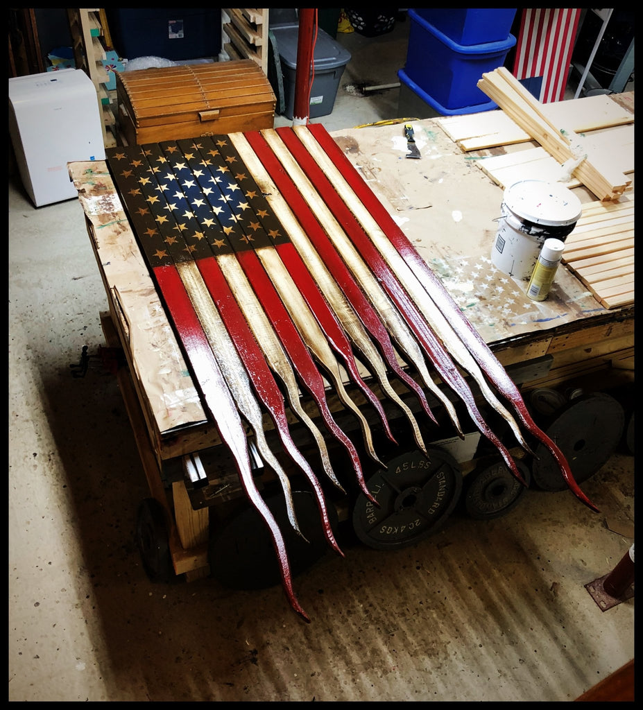 The Vertical Hanging Rustic Battle Flag from American Flag Signs is a Versatile Piece of Art