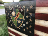 Army Rangers Flag, US Army Flag, Wood Army Flag,Ranger 2nd Battalion, Rustic American Flag - American Flag Signs
