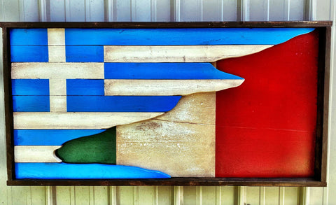 Greek/Italian Flag - 3D with Shadow Box - American Flag Signs
