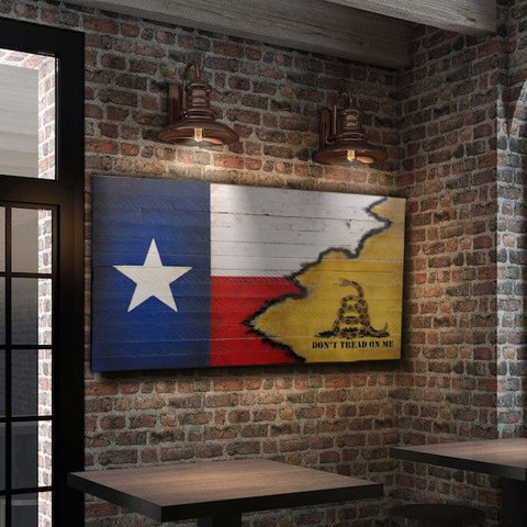 Texas Gadsden Flag - Wood Texas Flag - American Flag Signs